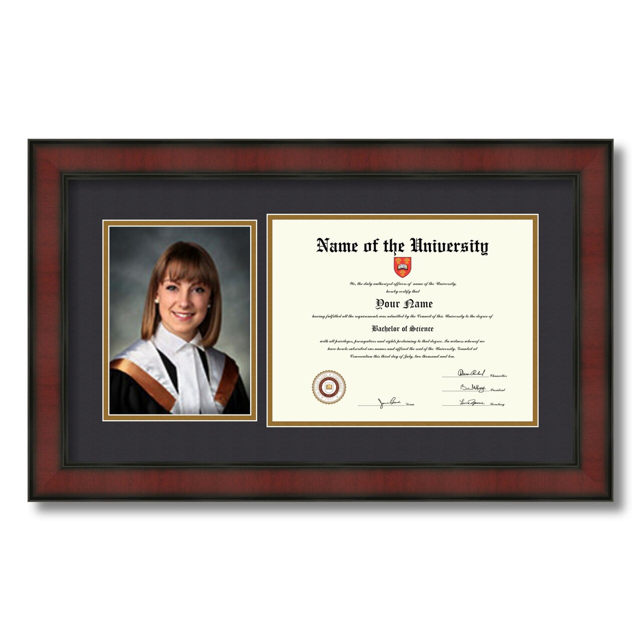 ArtToFrames 8.5x11 inch Diploma Frame with 6" x 8" Inch Image Opening - Framed with Black and Gold Mats, Comes with Regular Acrylic and Sawtooth Hanger for Wall Hanging (DT-8.5x11)